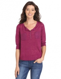 Calvin Klein Jeans Women's Essential Long Sleeve Henley, Winterberry, Large Calvin Klein Jeans Women's Essential Long Sleeve Henley, Winterberry, Large