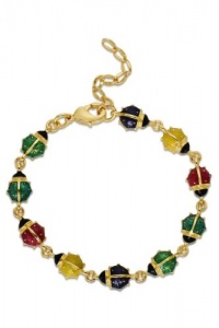Lily Nily Children's 18k Gold Overlay Multi Colored Enamel Ladybug Bracelet