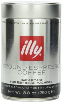 illy, Ground Espresso Coffe, Fine Grind (Dark Roast, Black Band), 8.8-Ounce Tins (Pack of 2)