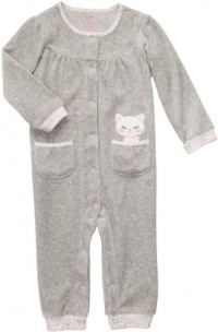 Carter's Infant Long Sleeve One Piece Velour Coverall - Happy Kitty-18 Months Carter's Infant Long Sleeve One Piece Velour Coverall - Happy Kitty-18 Months