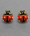 Cheerful ladybugs look cute as a button with crystal accents on these Betsey Johnson stud earrings. Crafted in mixed metal. Approximate width: 2/5 inch.