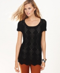 Top off your fall looks with INC's short sleeve sweater, crafted from an open knit. (Clearance) Top off your fall looks with INC's short sleeve sweater, crafted from an open knit. (Clearance)