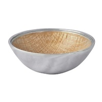 Flax-colored pearl enamel is carefully applied by hand to replicate the rich warmth of natural linen on this gleaming recycled-aluminum bowl from Mariposa. The result is a piece that's abundant in striking textural contrast. Flax-colored pearl enamel is carefully applied by hand to replicate the rich warmth of natural linen on this gleaming recycled-aluminum bowl from Mariposa. The result is a piece that's abundant in striking textural contrast.