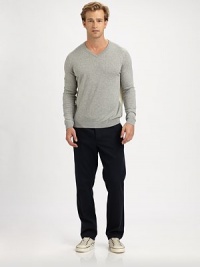 A casual wardrobe essential, crafted with a slubby-knit texture, in super soft cotton.V-neckRibbed collar, cuffs and hemCottonDry cleanImported A casual wardrobe essential, crafted with a slubby-knit texture, in super soft cotton.V-neckRibbed collar, cuffs and hemCottonDry cleanImported