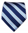 100% Silk Woven Navy Striped Tie