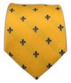 100% Silk Woven Yellow Gold Fleur de Lis Tie