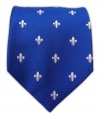 100% Silk Woven Royal Blue Fleur de Lis Tie