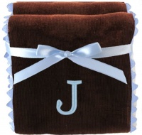 Princess Linens Bon Bon Burp Pad Brown with Baby Blue Trim, J Princess Linens Bon Bon Burp Pad Brown with Baby Blue Trim, J