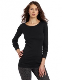 Michael Stars Women's Supima Long Sleeve Raw Edge Crew Neck Tee, Black, One Size Michael Stars Women's Supima Long Sleeve Raw Edge Crew Neck Tee, Black, One Size