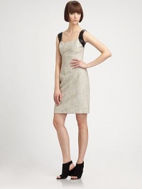 A fitted silhouette is given a boost of style with on-trend colorblocked straps. Square necklineSlight off-the-shoulder straps in contrasting toneSubtle allover printBack zip closureAbout 20 from natural waist74% cotton/9% viscose/8% polyamide/6% acrylic/2% other fibers/1% elasticDry cleanImported of Italian fabricModel shown is 5'10.5 (179cm) wearing US size 4. A fitted silhouette is given a boost of style with on-trend colorblocked straps. Square necklineSlight off-the-shoulder straps in contrasting toneSubtle allover printBack zip closureAbout 20 from natural waist74% cotton/9% viscose/8% polyamide/6% acrylic/2% other fibers/1% elasticDry cleanImported of Italian fabricModel shown is 5'10.5 (179cm) wearing US size 4.