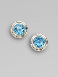 From the Bedeg Collection. This simply chic design features a lovely faceted Swiss blue topaz stone set in sleek sterling silver. Swiss blue topazSterling silverSize, about ½Post backImported 