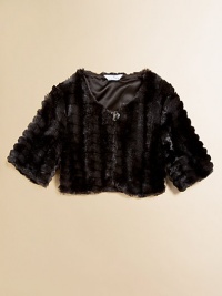 A sophisticated layer for your little angel in luxurious faux fur with front button closure.ScoopneckLong sleevesFront button closureFully linedAcrylicDry cleanImported Please note: Number of buttons may vary depending on size ordered. A sophisticated layer for your little angel in luxurious faux fur with front button closure.ScoopneckLong sleevesFront button closureFully linedAcrylicDry cleanImported Please note: Number of buttons may vary depending on size ordered.
