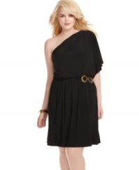 Go grecian in this plus size number from Love Squared, where a draped, one-shoulder silhouette and flattering fit supply closet-staple style to a chic little dress! Go grecian in this plus size number from Love Squared, where a draped, one-shoulder silhouette and flattering fit supply closet-staple style to a chic little dress!