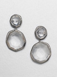 From the Wicked Collection. An elegant style with faceted clear quartz stones set in blackened sterling silver accented with sparkling diamonds in a snowman design. Black rhodium-plated sterling silverClear quartzDiamonds, .17 tcwDrop, about 1.4Post backImported From the Wicked Collection. An elegant style with faceted clear quartz stones set in blackened sterling silver accented with sparkling diamonds in a snowman design. Black rhodium-plated sterling silverClear quartzDiamonds, .17 tcwDrop, about 1.4Post backImported