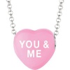 Genuine IceCarats Designer Jewelry Gift Sterling Silver 16 Sweetheart Necklace W/Box. 11.30X12.20 Mm 16 Inch Sweethearts Dark Pink Enamel You Me Necklace W/Box 16 Sweetheart Necklace W/Box In Sterling Silver