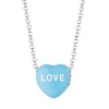 Blue Enamel Love Sweethearts Sterling Silver Necklace, 16 Inch