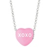 Dark Pink Enamel XOXO Sweethearts Sterling Silver Necklace, 16 Inch