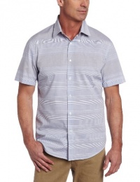Perry Ellis Men's Short Sleeve Horizontal Engineered Stripe Woven Perry Ellis Men's Short Sleeve Horizontal Engineered Stripe Woven