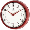 Infinity Instruments Retro Round Metal Wall Clock, Red