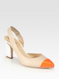 A patent leather cap toe adds the perfect pop of color to this leather silhouette with an elasticized slingback strap. Patent leather-covered heel, 2¾ (70mm)Leather upper with patent leather cap toeElasticized slingback strapLeather lining and solePadded insoleMade in Italy A patent leather cap toe adds the perfect pop of color to this leather silhouette with an elasticized slingback strap. Patent leather-covered heel, 2¾ (70mm)Leather upper with patent leather cap toeElasticized slingback strapLeather lining and solePadded insoleMade in Italy