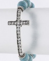 Fashion Jewelry - CRYSTAL CROSS NATURAL STONE BRACELET - By Fashion Destination | Free Shipping (Turquoise)