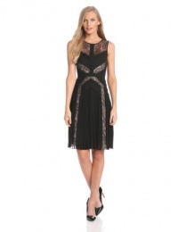 BCBGMAXAZRIA Women's Raya Sleeveless Pleated Lace Dress, Black, 10 BCBGMAXAZRIA Women's Raya Sleeveless Pleated Lace Dress, Black, 10
