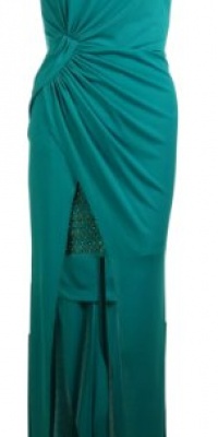 BCBGMAXAZRIA Women's Ariel Draped Long Stud Detail Gown, Jade, Medium BCBGMAXAZRIA Women's Ariel Draped Long Stud Detail Gown, Jade, Medium