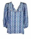 Tucker womens geometric stripe split v blouse top