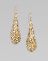 From the Miss Havisham Collection. Dazzling Swarovski crystals encrusted on goldtone teardrops. Swarovski crystalsGoldtoneDrop, about 214k gold filled French wireMade in USA