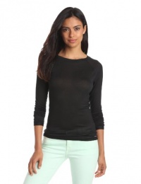 Calvin Klein Women's Layering Tees Long Sleeve T-shirt, Black, Large