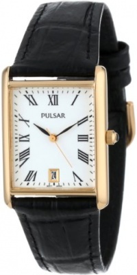 Pulsar Men's PXDA82 Gold-Tone Stainless Steel Black Leather Strap Watch Pulsar Men's PXDA82 Gold-Tone Stainless Steel Black Leather Strap Watch