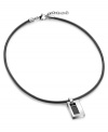 Bold style, endless cool. This trendy Cave collection pendant necklace from Breil features a genuine black leather cord, a polished stainless steel lobster clasp and rectangular pendant with engraved logo and black carbon fiber detail. Approximate length: 17-1/2 inches + 2 inch extender. Approximate drop: 1 inch.