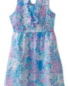 Lilly Pulitzer Girls 7-16 Mini Adeline Cinched Dress, Worth Blue Dot Dot Hop, 12