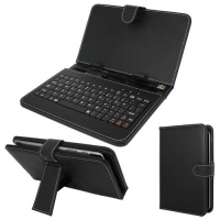 7 Tablet Stand with USB Keyboard - Black Faux Leather Carrying Case 7 Tablet Stand with USB Keyboard - Black Faux Leather Carrying Case