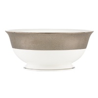 A scintillating band of platinum adorns every element of this fine bone china dinnerware collection for a dramatic and alluring effect, and each piece is crafted with a classic shape that suits all your formal presentations. A scintillating band of platinum adorns every element of this fine bone china dinnerware collection for a dramatic and alluring effect, and each piece is crafted with a classic shape that suits all your formal presentations.