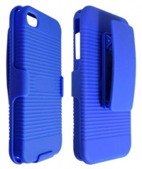 DECORO DHCIP4BL Rubberized Ribbed Texture Shell and Holster with Fixed Ratching Belt Clip for Apple iPhone 4/4S - 1 Pack - Carrying Case - Retail Packaging - Blue DECORO DHCIP4BL Rubberized Ribbed Texture Shell and Holster with Fixed Ratching Belt Clip for Apple iPhone 4/4S - 1 Pack - Carrying Case - Retail Packaging - Blue