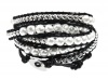 Elegant Thalia Black and White Genuine Leather Wrap Bracelet, Extra Long 5x Wrap Bracelet