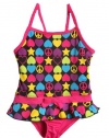 Infant Girls 1 piece fuchsia retro print swimsuit (24 mo)