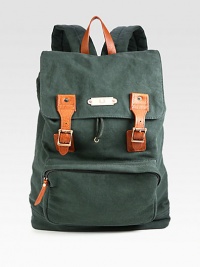 For the man on-the-move, this roomy carryall is both practical and polished, rendered in washed cotton with pebbled leather trim for a modern finish.Drawstring, flap and snap button closureTop handleExterior, interior zip pocketsCotton13W x 19H x 6DImported For the man on-the-move, this roomy carryall is both practical and polished, rendered in washed cotton with pebbled leather trim for a modern finish.Drawstring, flap and snap button closureTop handleExterior, interior zip pocketsCotton13W x 19H x 6DImported