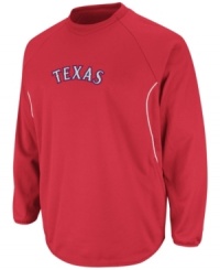 Put your back into it. Get into the swing of the season with this Texas Rangers MLB fleece featuring Therma Base technology from Majestic. Put your back into it. Get into the swing of the season with this Texas Rangers MLB fleece featuring Therma Base technology from Majestic.