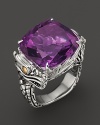 John Hardy Naga 18K Gold and Sterling Silver Batu Square Amethyst Ring