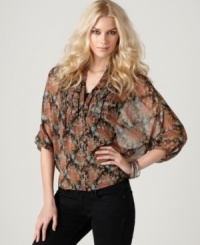 Embody bohemian cool in this Buffalo David Bitton blouse, complete with a vintage-inspired print and a loose, romantic fit. Pair it with a cami and jeans for a chic everyday ensemble. (Clearance) Embody bohemian cool in this Buffalo David Bitton blouse, complete with a vintage-inspired print and a loose, romantic fit. Pair it with a cami and jeans for a chic everyday ensemble. (Clearance)