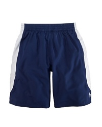 Ultra-breathable, silky woven microfiber is the perfect choice for an athletic short, styled in a relaxed silhouette with cool athletic detailing. Ultra-breathable, silky woven microfiber is the perfect choice for an athletic short, styled in a relaxed silhouette with cool athletic detailing.