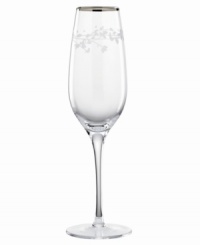 A vision of contemporary elegance from kate spade, this crystal flute is shaped by soft, fluid lines and etched stems of leafy foliage. Finished with a polished platinum rim. A vision of contemporary elegance from kate spade, this crystal flute is shaped by soft, fluid lines and etched stems of leafy foliage. Finished with a polished platinum rim.
