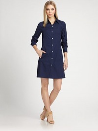 EXCLUSIVELY AT SAKS. Classic shirt-tailored details define this crisp, cotton design.Shirt collarLong sleeves with button cuffsButton frontSide slash pocketsBack pleatsAbout 36¾ from shoulder to hemCottonDry cleanImportedModel shown is 5'10½ (179cm) wearing US size 4. EXCLUSIVELY AT SAKS. Classic shirt-tailored details define this crisp, cotton design.Shirt collarLong sleeves with button cuffsButton frontSide slash pocketsBack pleatsAbout 36¾ from shoulder to hemCottonDry cleanImportedModel shown is 5'10½ (179cm) wearing US size 4.