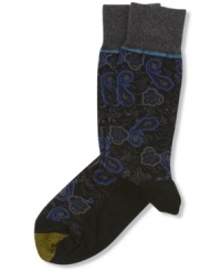 Add flair without subtracting comfort: GoldToe dress socks patterned in the latest paisley with state-of-the-art AquaFX Moisture Control to keep feet dry. Add flair without subtracting comfort: GoldToe dress socks patterned in the latest paisley with state-of-the-art AquaFX Moisture Control to keep feet dry.