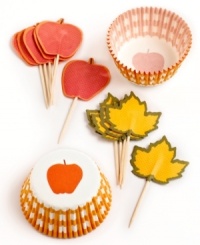 Fall for it! Keep on creating even sweeter sweets with this autumn-inspired liner & topper set. Making your cupcakes party-ready, this set showcases the rich, warm shades of fall and adds a touch of celebration to any scene. Fall for it! Keep on creating even sweeter sweets with this autumn-inspired liner & topper set. Making your cupcakes party-ready, this set showcases the rich, warm shades of fall and adds a touch of celebration to any scene.