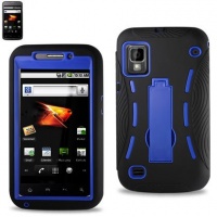 Reiko SLCPC06-ZTEWARPBKNV Silicone Premium Durable Protective Case with Kickstand (Boost Mobile) for ZTE Warp (N860) - 1 Pack - Retail Packaging - Black/Navy Reiko SLCPC06-ZTEWARPBKNV Silicone Premium Durable Protective Case with Kickstand (Boost Mobile) for ZTE Warp (N860) - 1 Pack - Retail Packaging - Black/Navy