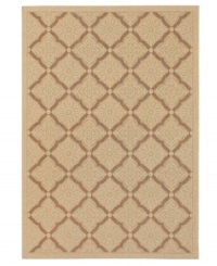 Cream of the crop -- featuring an elegant lattice design and subtle detailing against a cream-colored ground. Made from structured-weave polypropylene, this indoor/outdoor rug from Couristan is 100% recyclable and resistant to fading, mildew and mold. Cream of the crop -- featuring an elegant lattice design and subtle detailing against a cream-colored ground. Made from structured-weave polypropylene, this indoor/outdoor rug from Couristan is 100% recyclable and resistant to fading, mildew and mold.