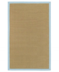 Framed by a cool, baby-blue border, this finely textured area rug makes an impact in every space. Natural jute fibers are hand-woven by Surya's expert weavers, producing a strong piece that adds warm character to the most comfortable rooms in your home. Framed by a cool, baby-blue border, this finely textured area rug makes an impact in every space. Natural jute fibers are hand-woven by Surya's expert weavers, producing a strong piece that adds warm character to the most comfortable rooms in your home.